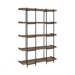 Lawtey 70.5 in. Aged Walnut and Black 5-Shelf Bookcase by Coaster Home Furnishings -Coaster Home Furnishings Shop aged walnut and black coaster home furnishings bookcases bookshelves 804294 1f 1000