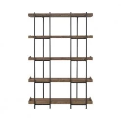 Lawtey 70.5 in. Aged Walnut and Black 5-Shelf Bookcase by Coaster Home Furnishings -Coaster Home Furnishings Shop aged walnut and black coaster home furnishings bookcases bookshelves 804294 4f 1000
