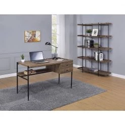 Lawtey 70.5 in. Aged Walnut and Black 5-Shelf Bookcase by Coaster Home Furnishings -Coaster Home Furnishings Shop aged walnut and black coaster home furnishings bookcases bookshelves 804294 fa 1000