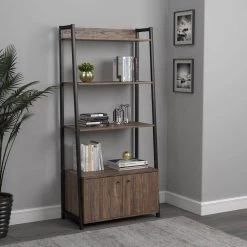 Jacksonville 63in Aged Walnut and Black 4-Shelf Bookcase with 2 Doors by Coaster Home Furnishings -Coaster Home Furnishings Shop aged walnut and black coaster home furnishings bookcases bookshelves 805496 31 1000
