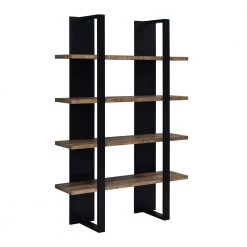 70.75 in. Black and Aged Walnut Wood 4-Shelf Modern Bookcase by Coaster Home Furnishings