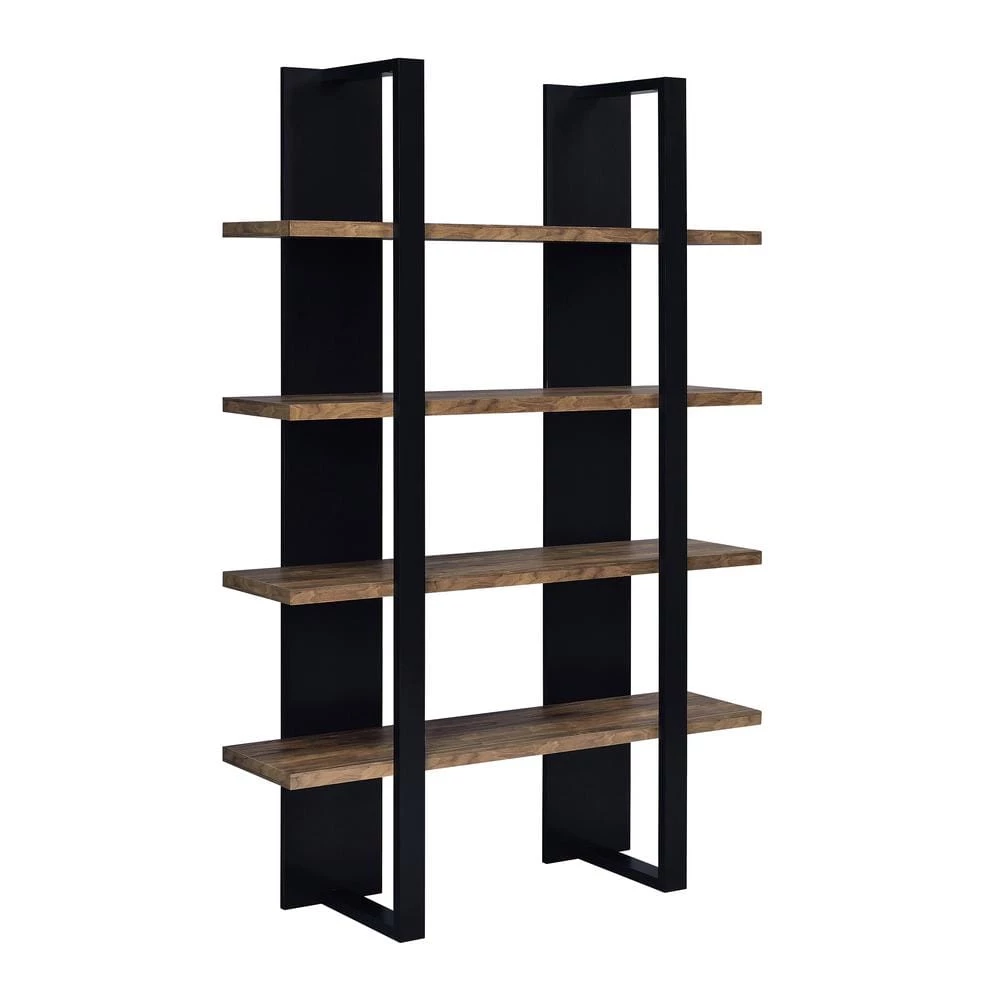 70.75 in. Black and Aged Walnut Wood 4-Shelf Modern Bookcase by Coaster Home Furnishings 3 70.75 in. Black and Aged Walnut Wood 4-Shelf Modern Bookcase by Coaster Home Furnishings