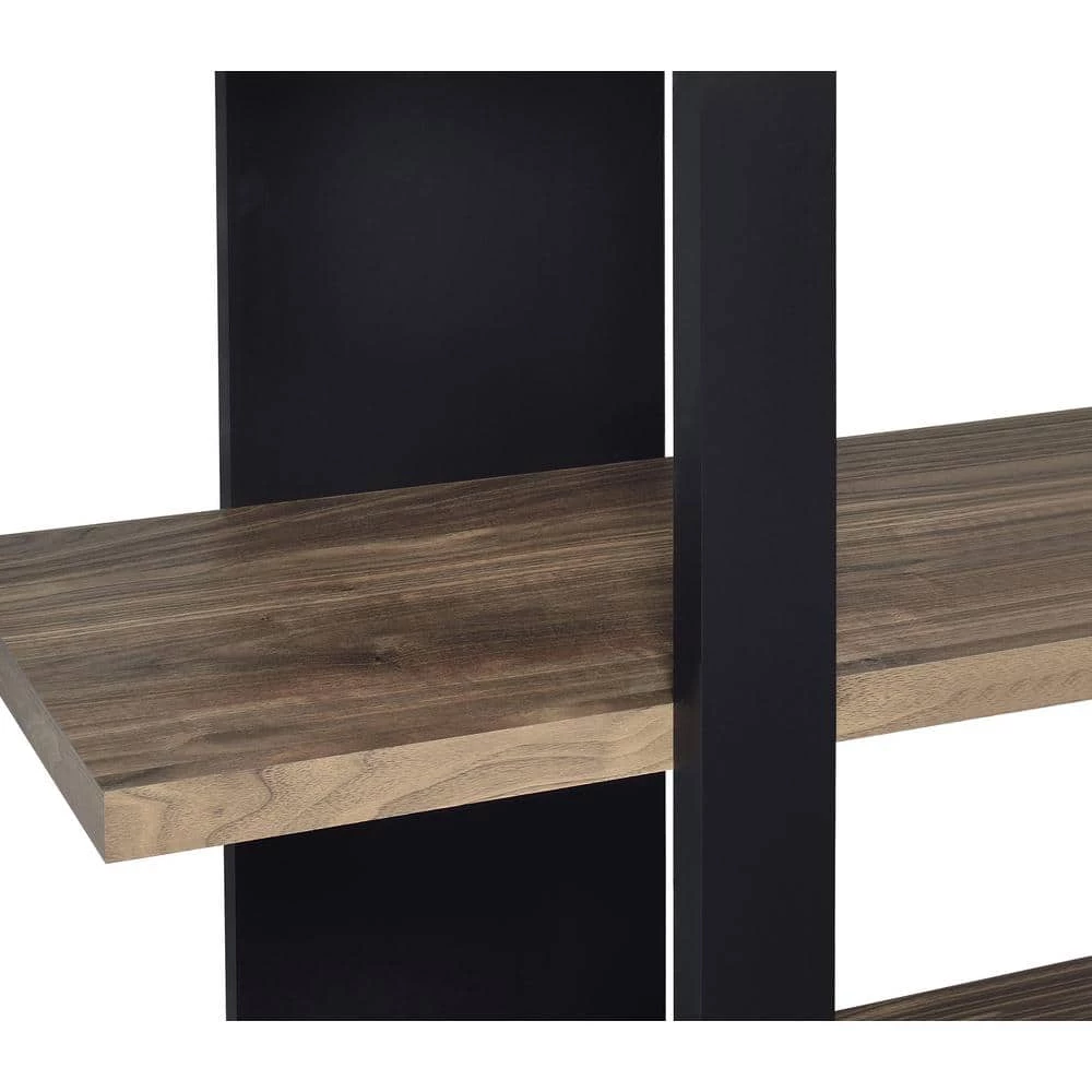 70.75 in. Black and Aged Walnut Wood 4-Shelf Modern Bookcase by Coaster Home Furnishings 4 70.75 in. Black and Aged Walnut Wood 4-Shelf Modern Bookcase by Coaster Home Furnishings - Image 2