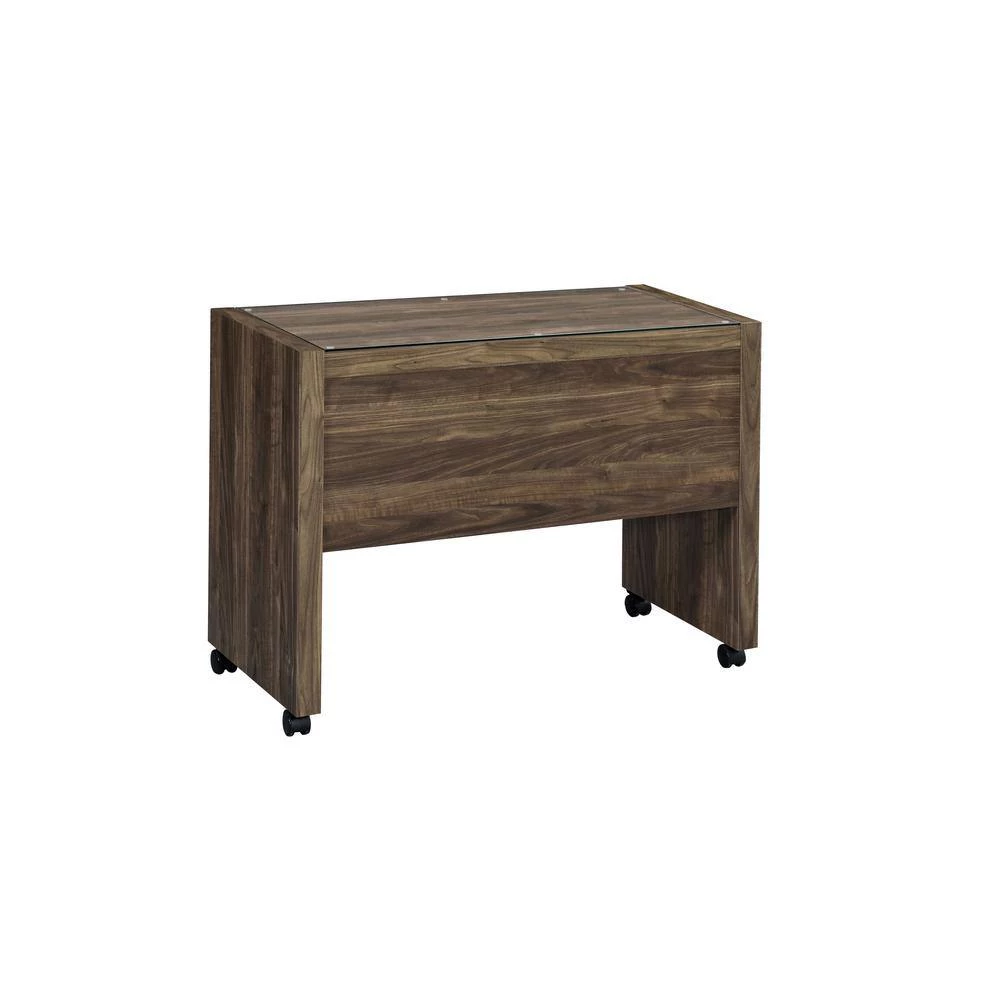 Luetta Aged Walnut Glass Top Mobile Return with Casters by Coaster Home Furnishings 5 Luetta Aged Walnut Glass Top Mobile Return with Casters by Coaster Home Furnishings - Image 3