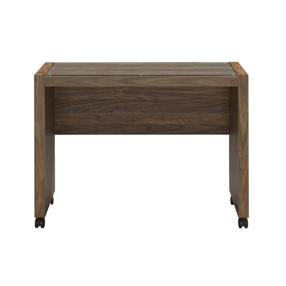 Luetta Aged Walnut Glass Top Mobile Return with Casters by Coaster Home Furnishings 6 Luetta Aged Walnut Glass Top Mobile Return with Casters by Coaster Home Furnishings - Image 4