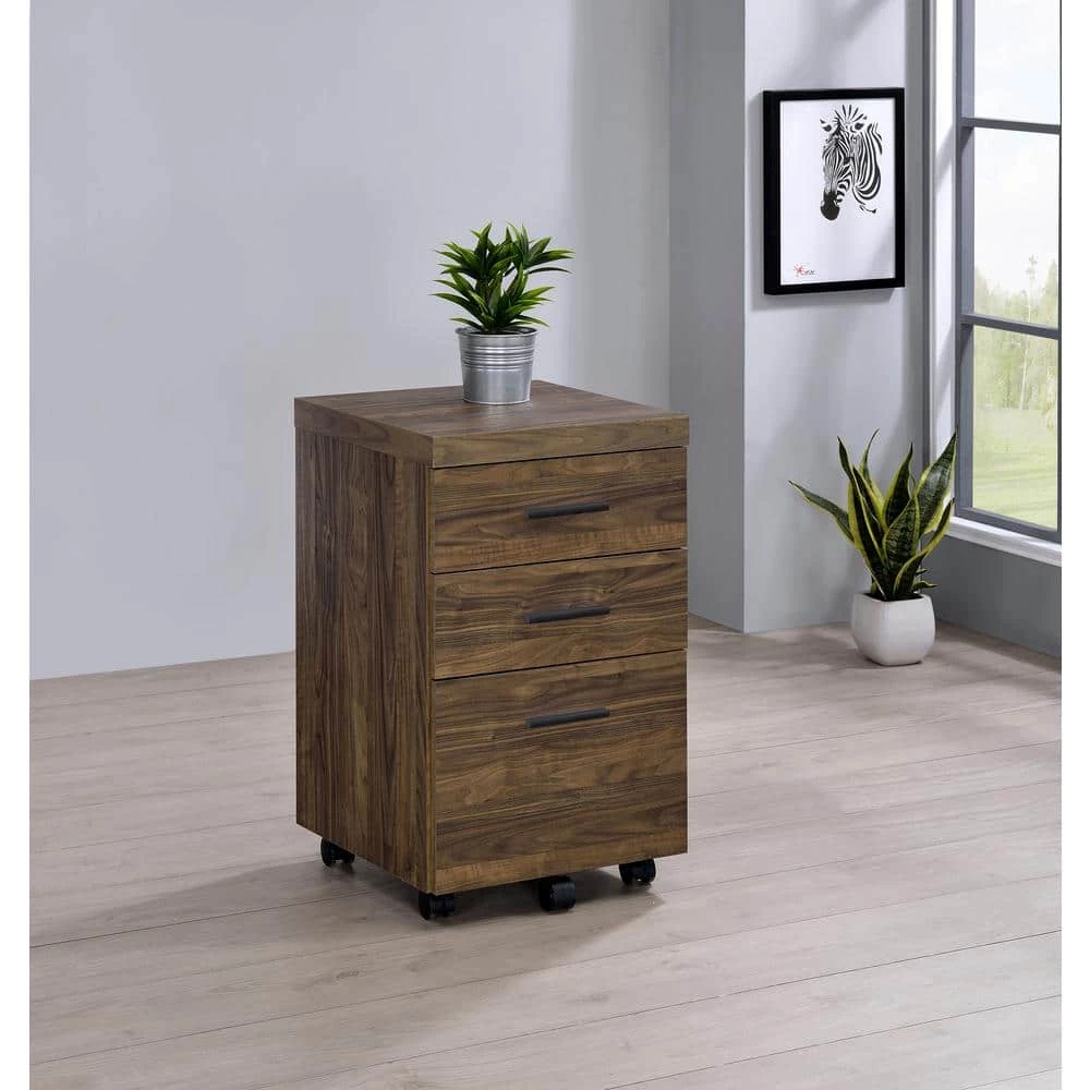 Luetta Age Walnut Mobile Cabinet with 3-Drawers and Casters by Coaster Home Furnishings 9 Luetta Age Walnut Mobile Cabinet with 3-Drawers and Casters by Coaster Home Furnishings - Image 7