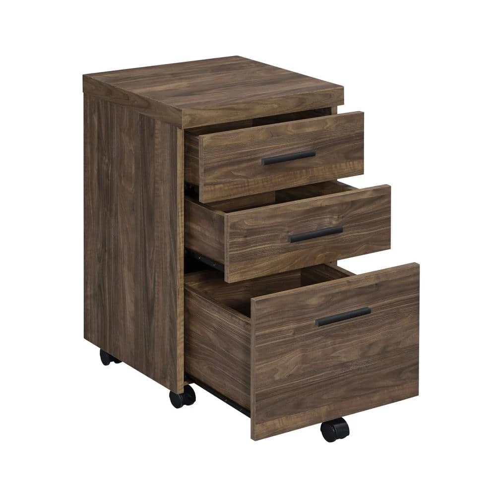 Luetta Age Walnut Mobile Cabinet with 3-Drawers and Casters by Coaster Home Furnishings 5 Luetta Age Walnut Mobile Cabinet with 3-Drawers and Casters by Coaster Home Furnishings - Image 3