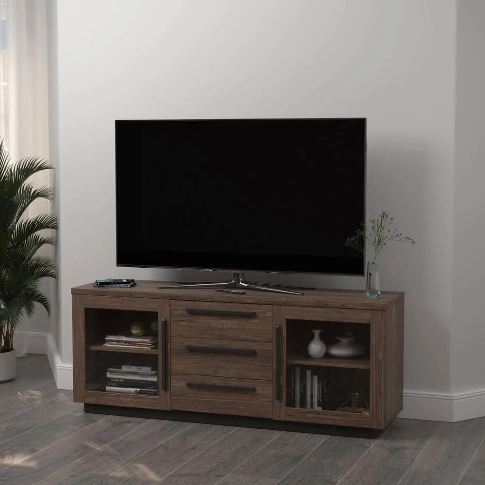 59in. Aged Walnut TV Console with 2-Drawers Fits TV's up to 64in. by Coaster Home Furnishings 5 59in. Aged Walnut TV Console with 2-Drawers Fits TV's up to 64in. by Coaster Home Furnishings - Image 3