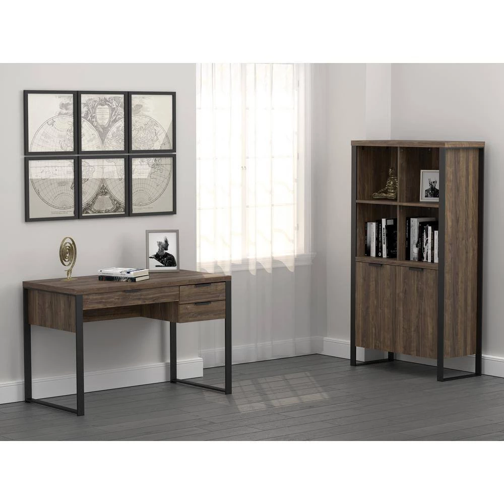 Pattinson 47.25 in. Rectangular Aged Walnut and Gunmetal 3-Drawer Writing Desk with Outlet by Coaster Home Furnishings 9 Pattinson 47.25 in. Rectangular Aged Walnut and Gunmetal 3-Drawer Writing Desk with Outlet by Coaster Home Furnishings - Image 7