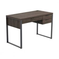 Pattinson 47.25 in. Rectangular Aged Walnut and Gunmetal 3-Drawer Writing Desk with Outlet by Coaster Home Furnishings