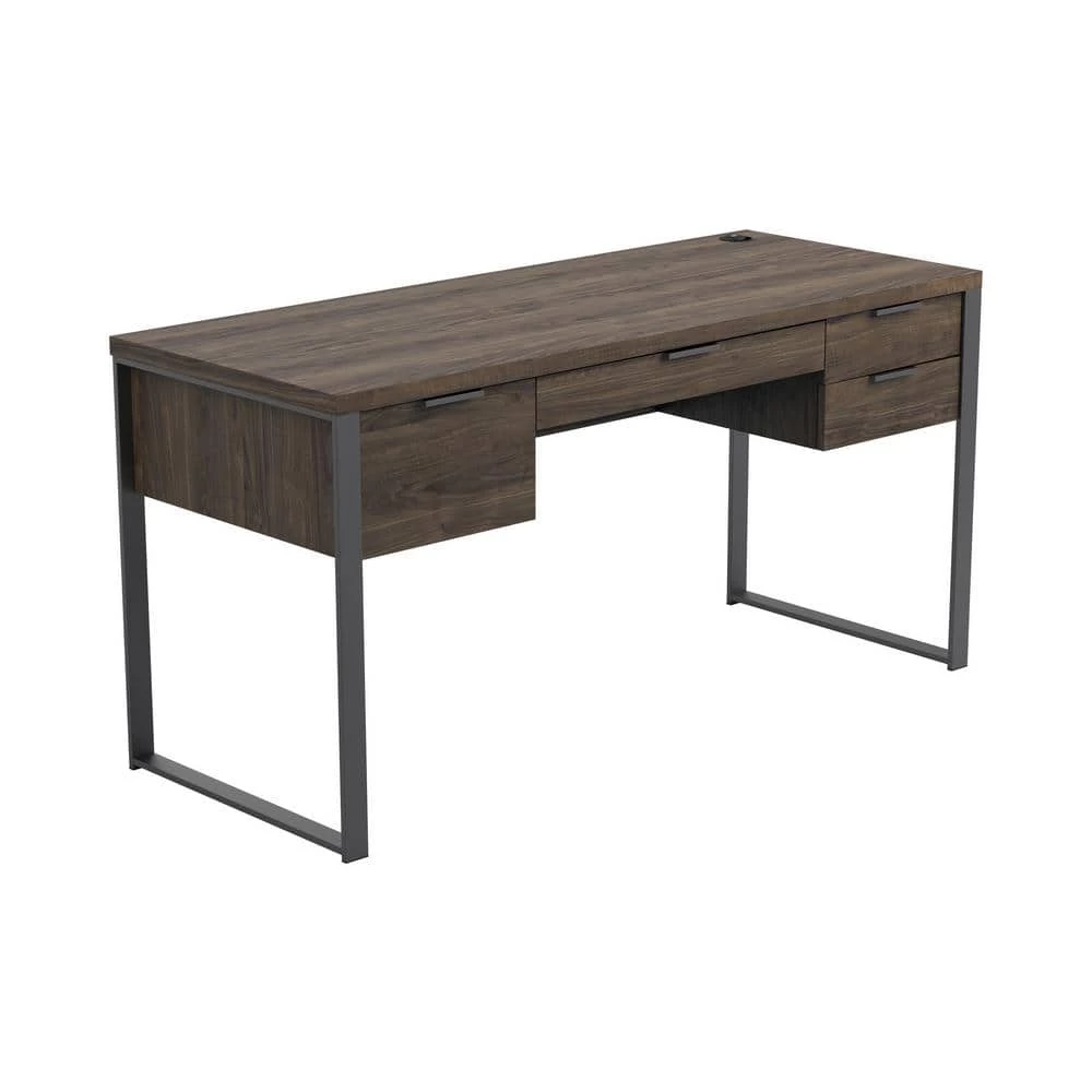 Pattinson 60 in. Rectangular Aged Walnut and Gunmetal 4-Drawer Writing Desk with Outlet by Coaster Home Furnishings 3 Pattinson 60 in. Rectangular Aged Walnut and Gunmetal 4-Drawer Writing Desk with Outlet by Coaster Home Furnishings