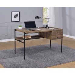 Lawtey 49.25 in. Rectangular Aged Walnut and Black 2-Drawer Writing Desk with Outlet by Coaster Home Furnishings -Coaster Home Furnishings Shop aged walnut coaster home furnishings writing desks 804291 44 1000
