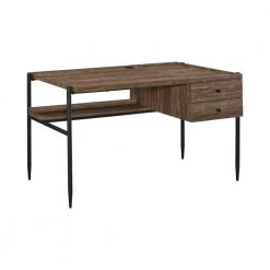Lawtey 49.25 in. Rectangular Aged Walnut and Black 2-Drawer Writing Desk with Outlet by Coaster Home Furnishings