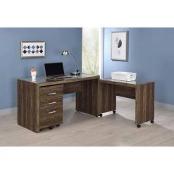 Luetta 47.25 in. Rectangular Aged Walnut Writing Desk with Glass Top by Coaster Home Furnishings -Coaster Home Furnishings Shop aged walnut coaster home furnishings writing desks 805621 44 1000