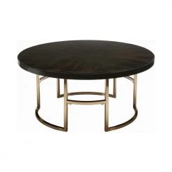 Corliss 38 in. Americano and Rose Brass Round Wood Coffee Table by Coaster Home Furnishings