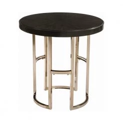 Corliss 24 in. Americano and Rose Brass Round Wood End Table by Coaster Home Furnishings