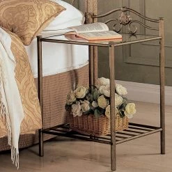 Sydney Metal Nightstand Antique Brushed Gold by Coaster Home Furnishings -Coaster Home Furnishings Shop antique brushed gold coaster home furnishings nightstands 300172 31 1000