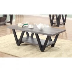 Higgins 47.25in Antique Grey and Black Rectangle Wood Coffee Table with Lower Shelf by Coaster Home Furnishings -Coaster Home Furnishings Shop antique grey and black coaster home furnishings coffee tables 705398 31 1000
