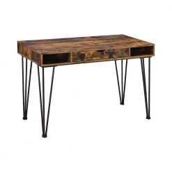 47 in. Rectangular Antique Nutmeg and Dark Bronze 1-Drawer Writing Desk with 2-Compartments by Coaster Home Furnishings