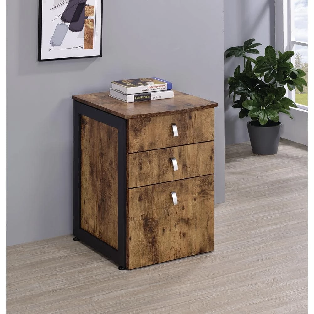 Estrella 3-Drawer File Cabinet Antique Nutmeg and Gunmetal by Coaster Home Furnishings 9 Estrella 3-Drawer File Cabinet Antique Nutmeg and Gunmetal by Coaster Home Furnishings - Image 7