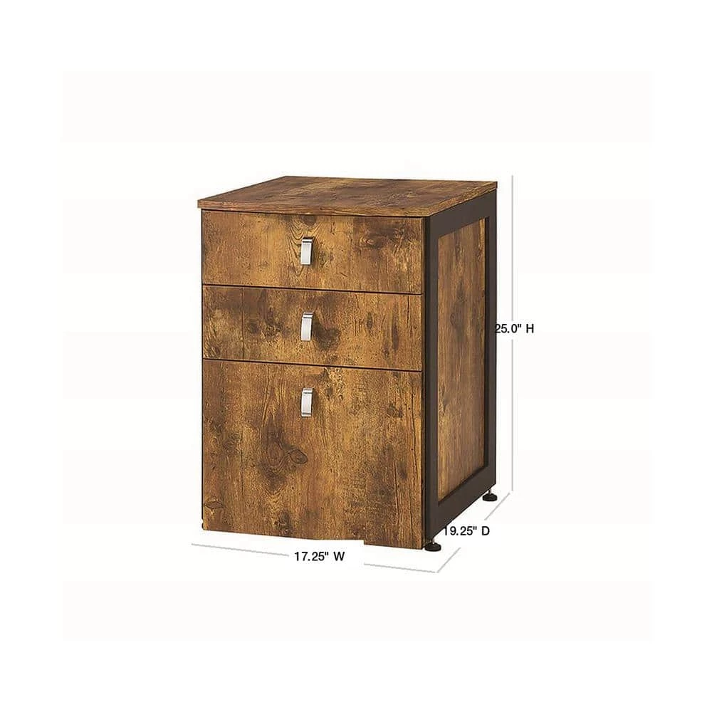 Estrella 3-Drawer File Cabinet Antique Nutmeg and Gunmetal by Coaster Home Furnishings 5 Estrella 3-Drawer File Cabinet Antique Nutmeg and Gunmetal by Coaster Home Furnishings - Image 3