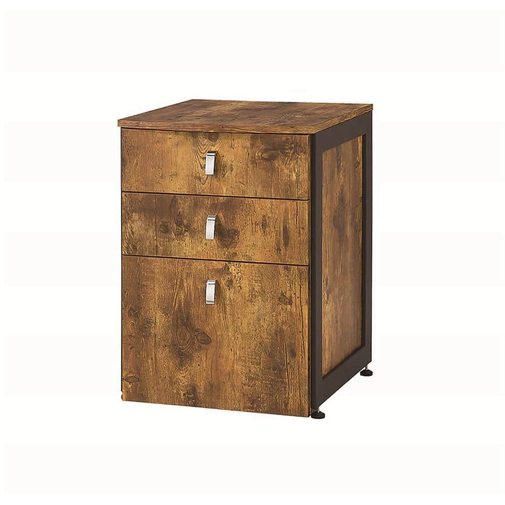 Estrella 3-Drawer File Cabinet Antique Nutmeg and Gunmetal by Coaster Home Furnishings 3 Estrella 3-Drawer File Cabinet Antique Nutmeg and Gunmetal by Coaster Home Furnishings