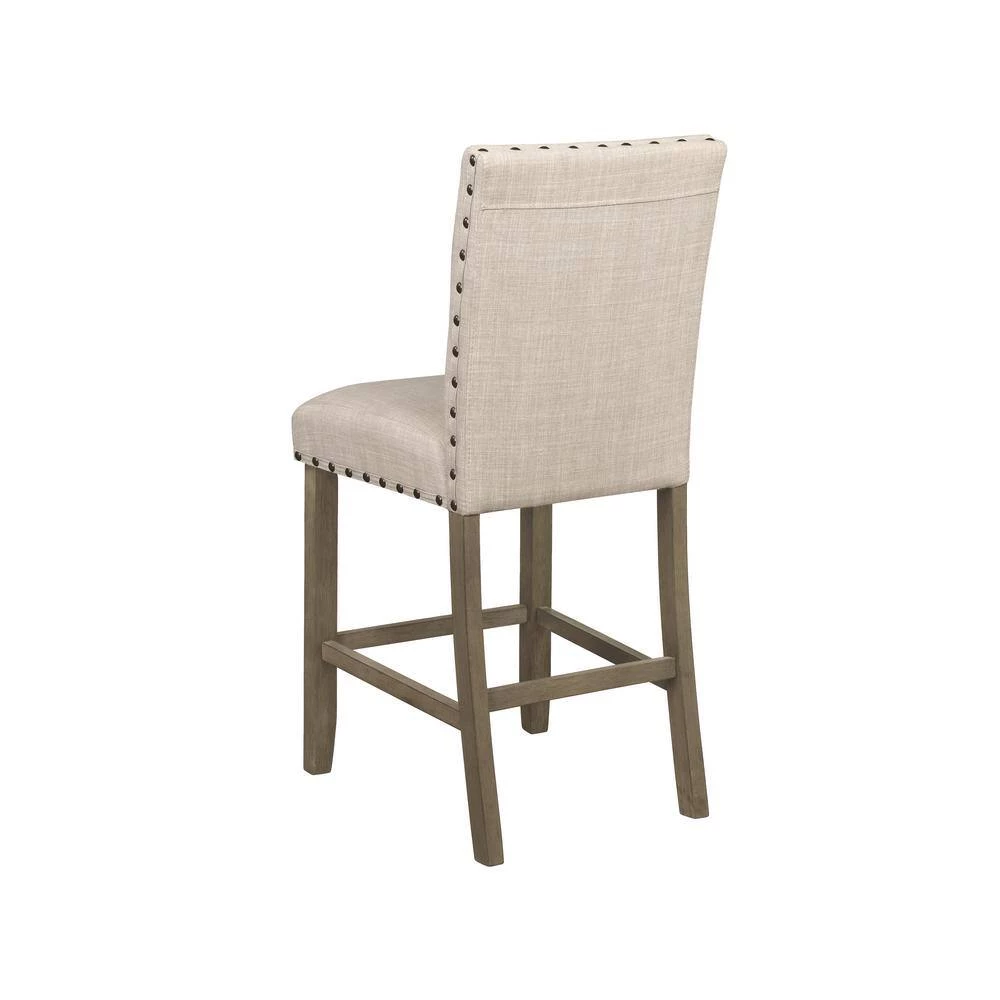 40.25 in. H Rustic Brown and Beige Solid Back Wood Frame Counter Stool with Nailhead Trim (Set of 2) by Coaster Home Furnishings 5 40.25 in. H Rustic Brown and Beige Solid Back Wood Frame Counter Stool with Nailhead Trim (Set of 2) by Coaster Home Furnishings - Image 3
