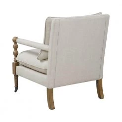 Beige and Dark Oak Upholstered Turned Legs Accent Chair by Coaster Home Furnishings -Coaster Home Furnishings Shop beige coaster home furnishings accent chairs 903058 4f 1000