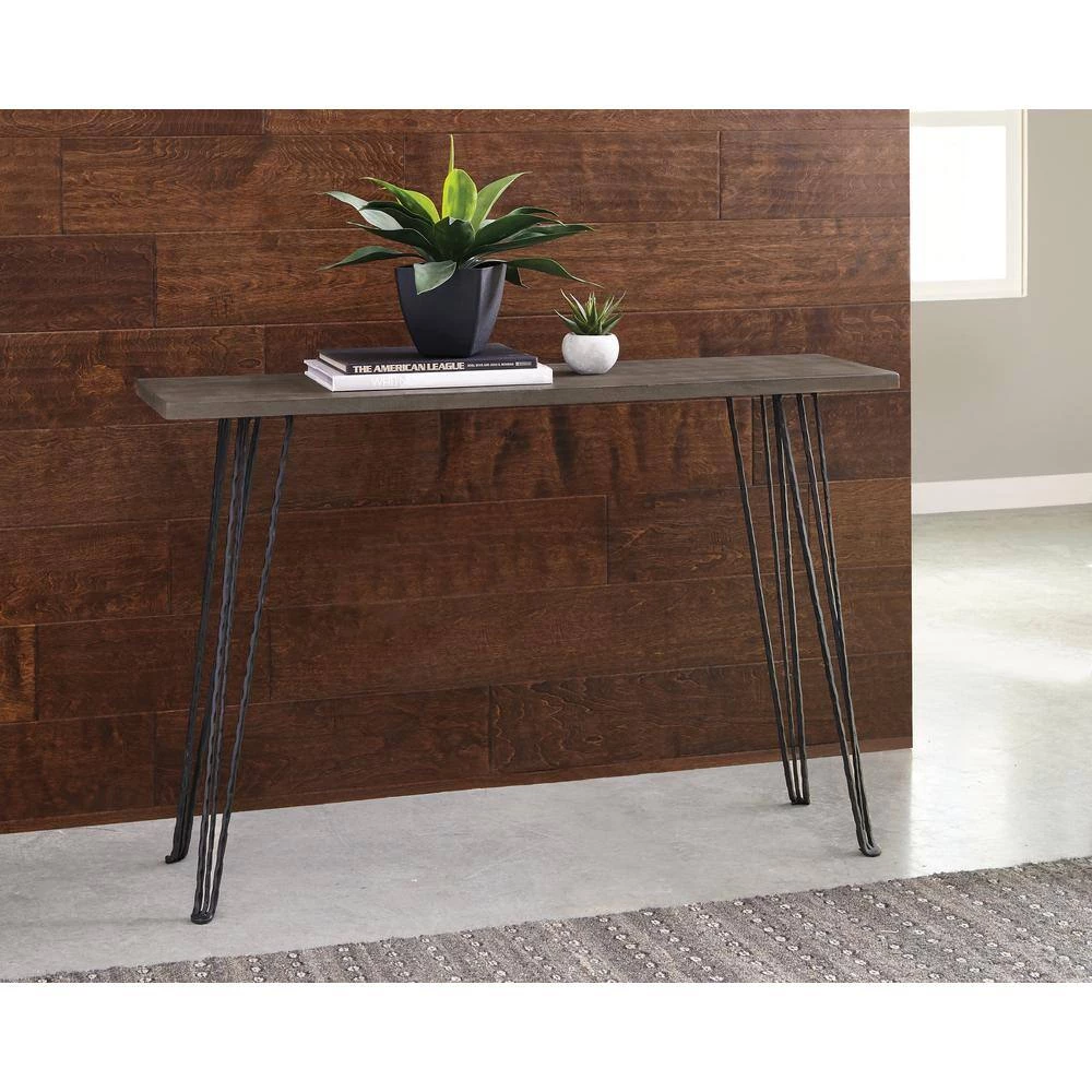 47 in. Brown and Black Rectangle Concrete Console Table with Hairpin Legs by Coaster Home Furnishings 5 47 in. Brown and Black Rectangle Concrete Console Table with Hairpin Legs by Coaster Home Furnishings - Image 3