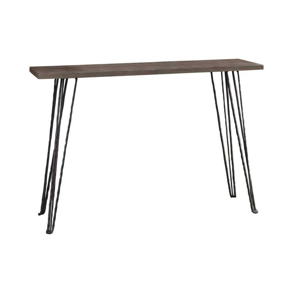 47 in. Brown and Black Rectangle Concrete Console Table with Hairpin Legs by Coaster Home Furnishings 4 47 in. Brown and Black Rectangle Concrete Console Table with Hairpin Legs by Coaster Home Furnishings - Image 2