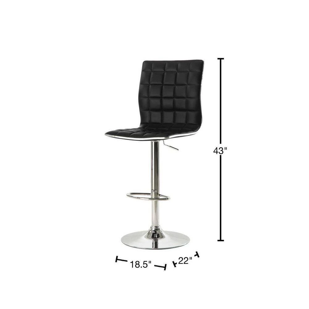 43 in. H Black and Chrome Tufted Back Metal Frame Adjustable Bar Stool (Set of 2) by Coaster Home Furnishings 5 43 in. H Black and Chrome Tufted Back Metal Frame Adjustable Bar Stool (Set of 2) by Coaster Home Furnishings - Image 3
