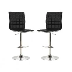 43 in. H Black and Chrome Tufted Back Metal Frame Adjustable Bar Stool (Set of 2) by Coaster Home Furnishings