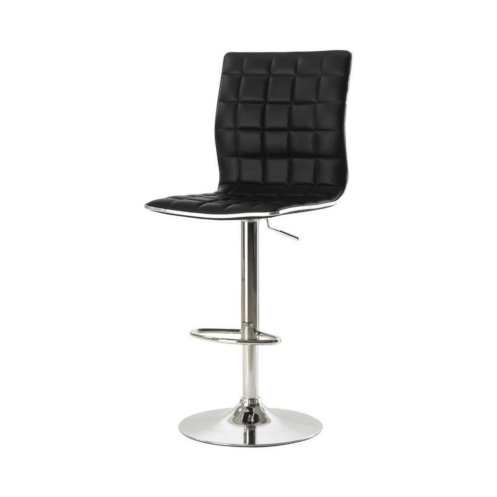 43 in. H Black and Chrome Tufted Back Metal Frame Adjustable Bar Stool (Set of 2) by Coaster Home Furnishings 4 43 in. H Black and Chrome Tufted Back Metal Frame Adjustable Bar Stool (Set of 2) by Coaster Home Furnishings - Image 2