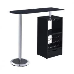 43.25 in. H Rectangle Glossy Black Glass Top Bar Table with Wine Storage by Coaster Home Furnishings 13 43.25 in. H Rectangle Glossy Black Glass Top Bar Table with Wine Storage by Coaster Home Furnishings -Coaster Home Furnishings Shop black and chrome coaster home furnishings bar tables 120451 4f 1000