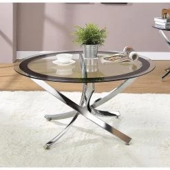 35.5 in. Black and Chrome Round Glass Coffee Table by Coaster Home Furnishings 7 35.5 in. Black and Chrome Round Glass Coffee Table by Coaster Home Furnishings -Coaster Home Furnishings Shop black and chrome coaster home furnishings coffee tables 702588 31 1000