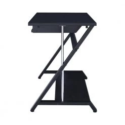 Mallet 42 in. Rectangular Black Computer Desk with Keyboard Tray and Storage Shelf by Coaster Home Furnishings -Coaster Home Furnishings Shop black and chrome coaster home furnishings computer desks 800222 40 1000