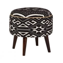 16 in. Black and White Backless Wood Frame Round Accent Stool by Coaster Home Furnishings