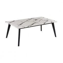 47.25 in Black and White Rectangle Faux Marble Coffee Table by Coaster Home Furnishings