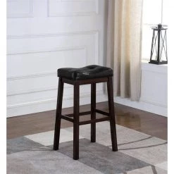 Sofie 29 in. Upholstered Seat Bar Stools Black and Cappuccino (Set of 2) by Coaster Home Furnishings -Coaster Home Furnishings Shop black cappuccino coaster home furnishings bar stools 120520 c3 1000