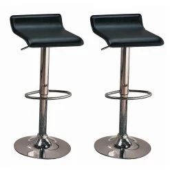 29 in. Upholstered Backless Bar Stools with Adjustable Height Black and Chrome (Set of 2) by Coaster Home Furnishings
