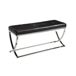 Black and Chrome Bench with Tufted Seat (48 in. W x 16 in. D x 18.5 in. H) by Coaster Home Furnishings