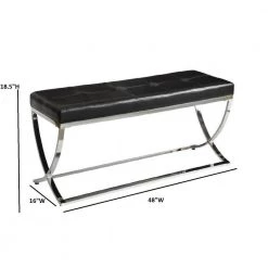 Black and Chrome Bench with Tufted Seat (48 in. W x 16 in. D x 18.5 in. H) by Coaster Home Furnishings -Coaster Home Furnishings Shop black chrome coaster home furnishings bedroom benches 501156 c3 1000