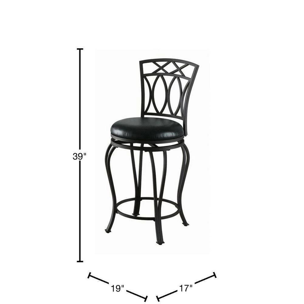 24 in. Elegant Metal Counter Stool with Faux Leather Seat Black by Coaster Home Furnishings 5 24 in. Elegant Metal Counter Stool with Faux Leather Seat Black by Coaster Home Furnishings - Image 3