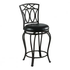 24 in. Elegant Metal Counter Stool with Faux Leather Seat Black by Coaster Home Furnishings