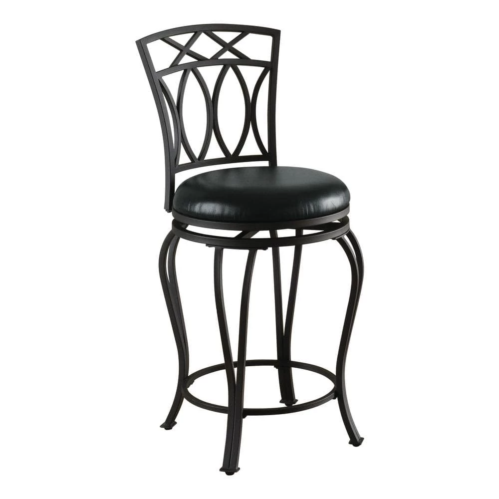 24 in. Elegant Metal Counter Stool with Faux Leather Seat Black by Coaster Home Furnishings 3 24 in. Elegant Metal Counter Stool with Faux Leather Seat Black by Coaster Home Furnishings