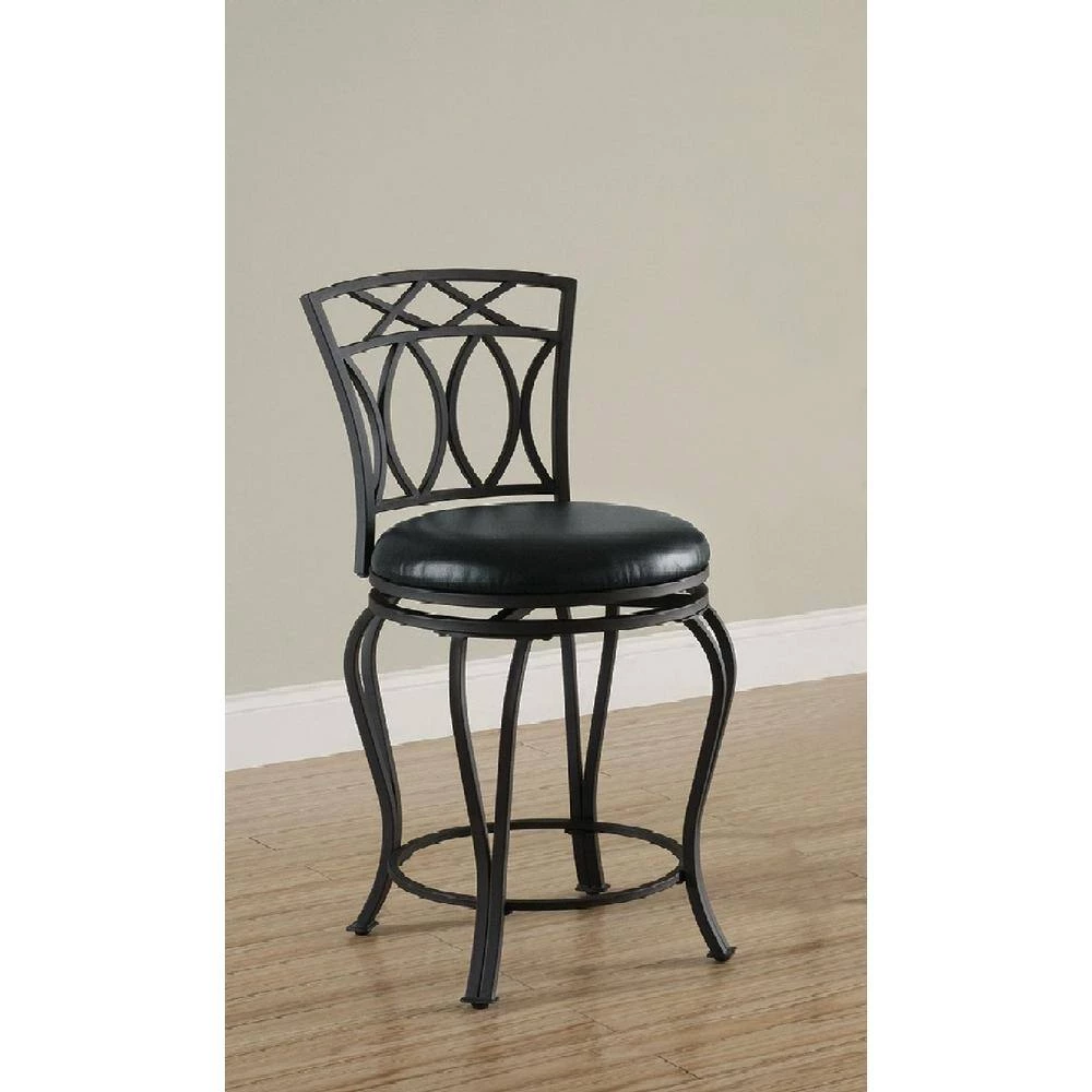 24 in. Elegant Metal Counter Stool with Faux Leather Seat Black by Coaster Home Furnishings 6 24 in. Elegant Metal Counter Stool with Faux Leather Seat Black by Coaster Home Furnishings - Image 4