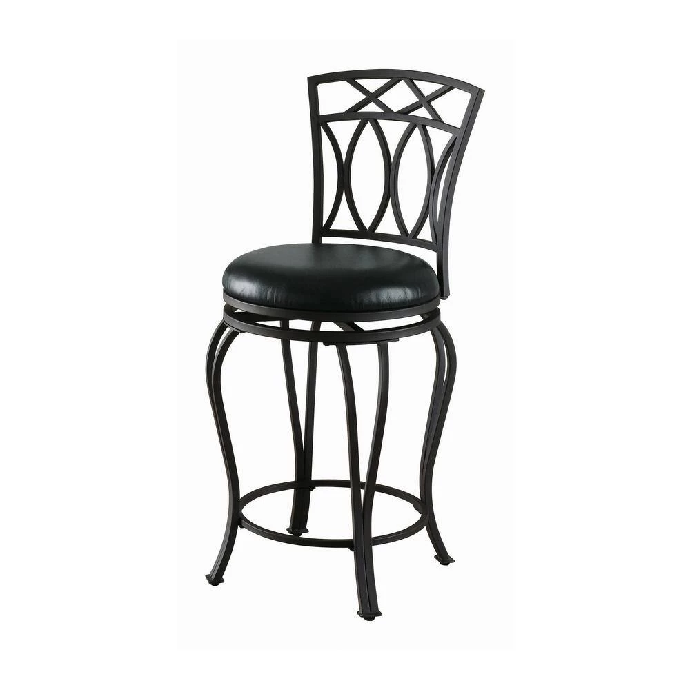 24 in. Elegant Metal Counter Stool with Faux Leather Seat Black by Coaster Home Furnishings 4 24 in. Elegant Metal Counter Stool with Faux Leather Seat Black by Coaster Home Furnishings - Image 2
