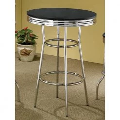 Cleveland Black and Chrome 50's Soda Fountain Bar Table by Coaster Home Furnishings -Coaster Home Furnishings Shop black coaster home furnishings bar tables 2405 31 1000
