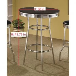 Cleveland Black and Chrome 50's Soda Fountain Bar Table by Coaster Home Furnishings -Coaster Home Furnishings Shop black coaster home furnishings bar tables 2405 c3 1000