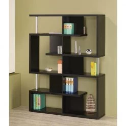 63.25 in. Black Metal 7-shelf Etagere Bookcase with Open Back by Coaster Home Furnishings -Coaster Home Furnishings Shop black coaster home furnishings bookcases bookshelves 800309 31 1000